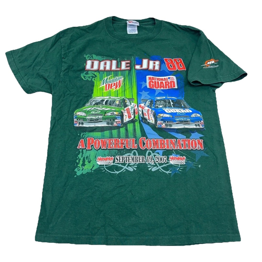 Vintage Nascar Shirt Men Medium Green Tee‎ Dale Earnhardt Jr Y2K Amp Racing CS